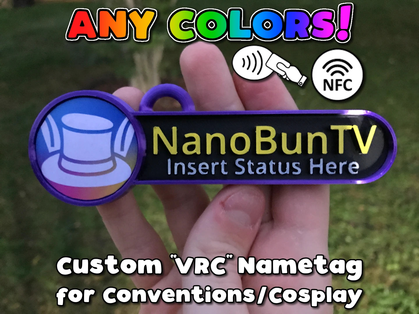 Custom VRChat Nametag - ANY Colors - Great for conventions/cosplay/etc.