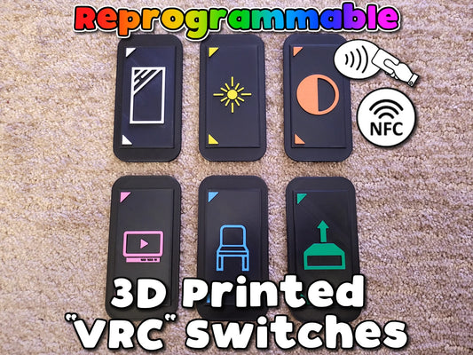 VRChat Wall Switches/Toggles - Reprogrammable NFC included - Use as decoration or control smart home devices!